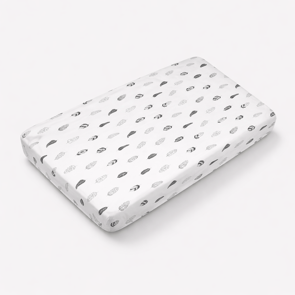 Housse matelas à langer en coton tissé Blanc et Noir