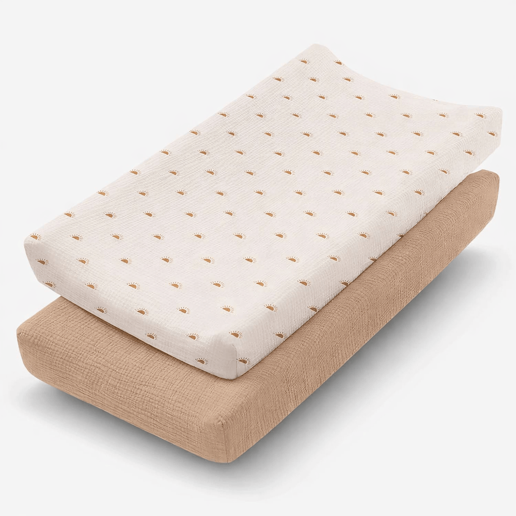 Housses de matelas à langer en mousseline de coton Marron clair