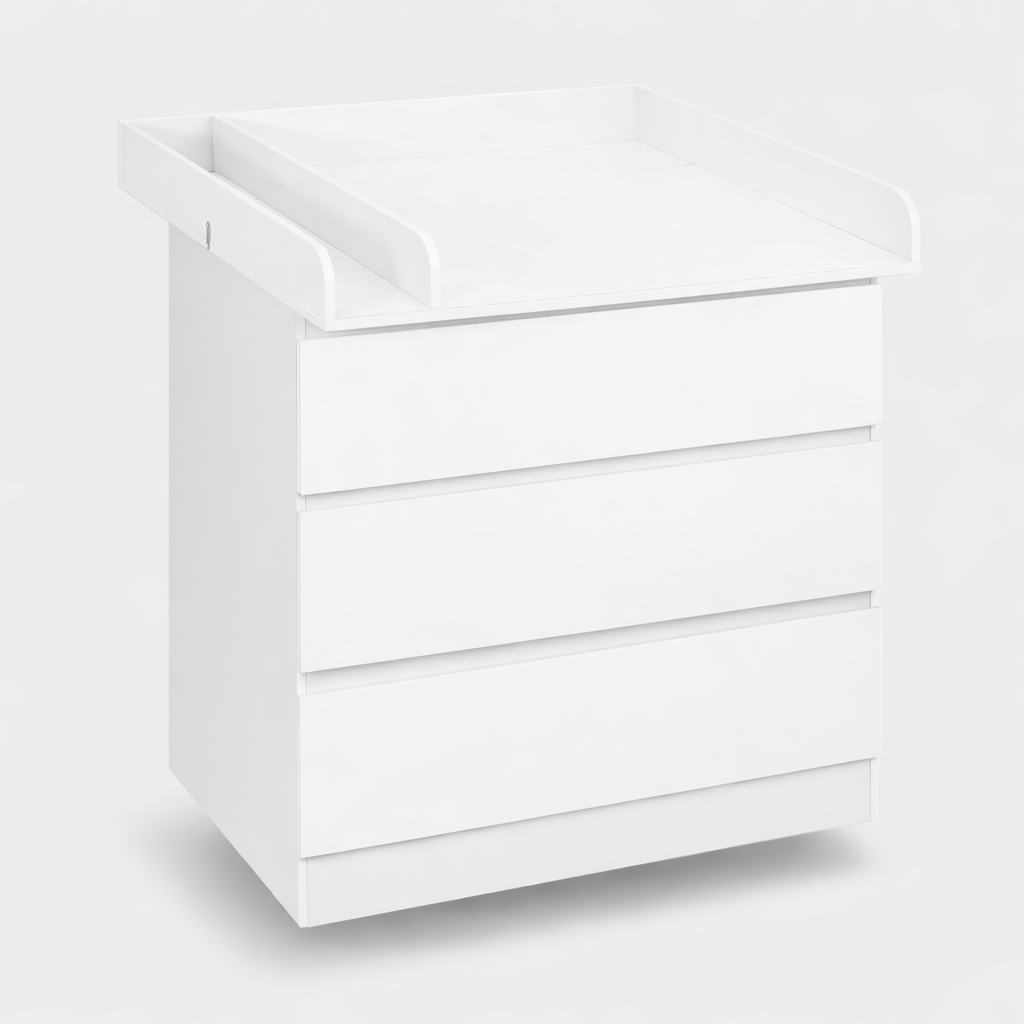 Commode à langer en bois blanc Blanc