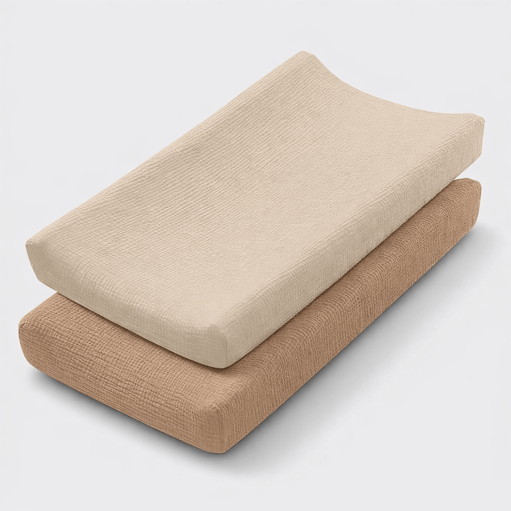 Housse matelas à langer en coton Marron