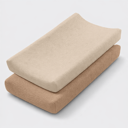 Housse matelas à langer en coton Marron