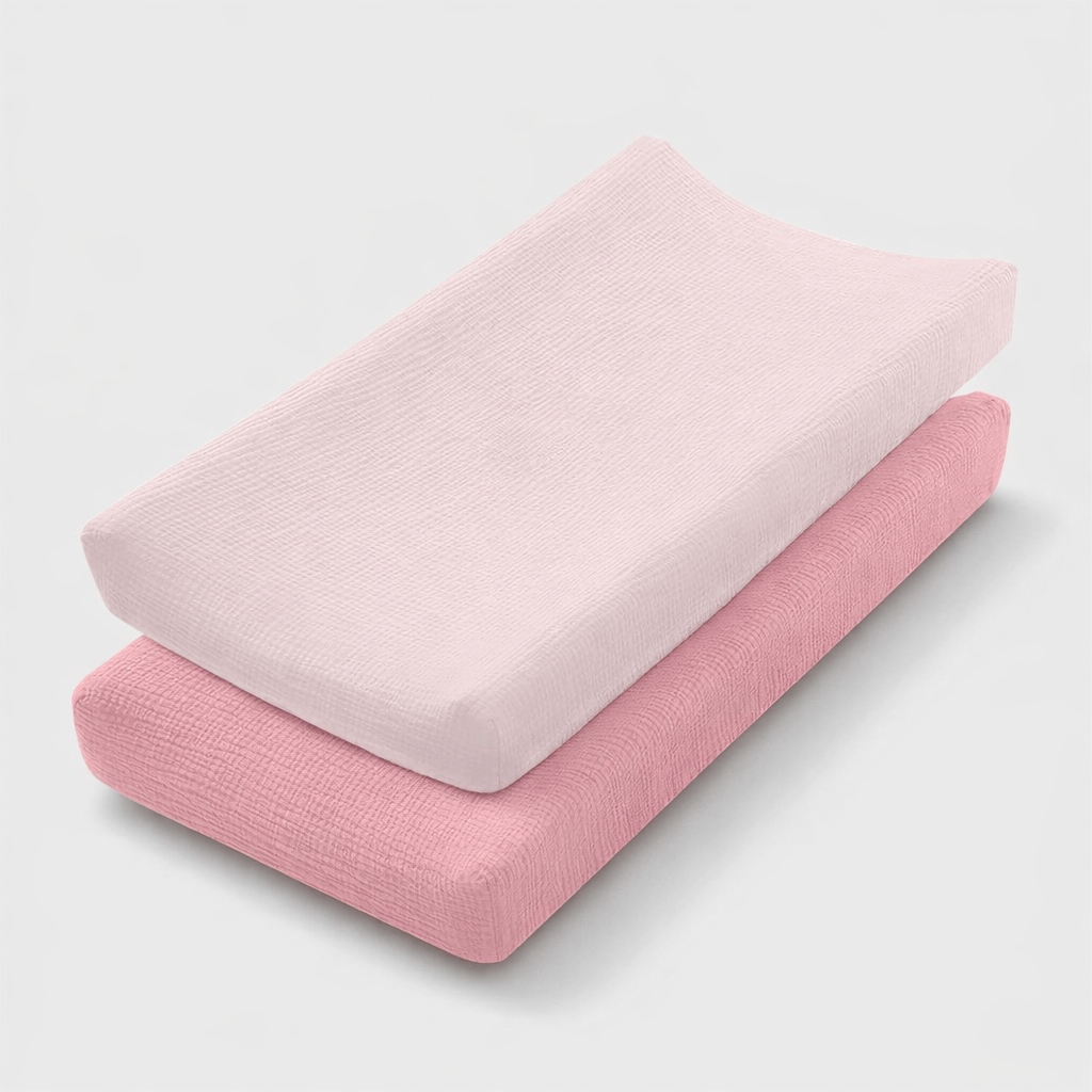 Housse matelas à langer en coton Rose