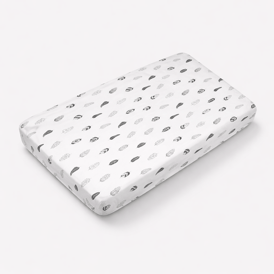 Housse matelas à langer en coton tissé Blanc et Noir