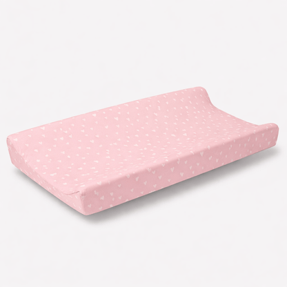 Housse matelas à langer fille Rose Coeur