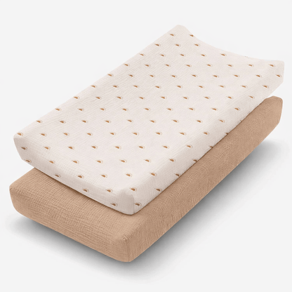 Housses de matelas à langer en mousseline de coton Marron clair