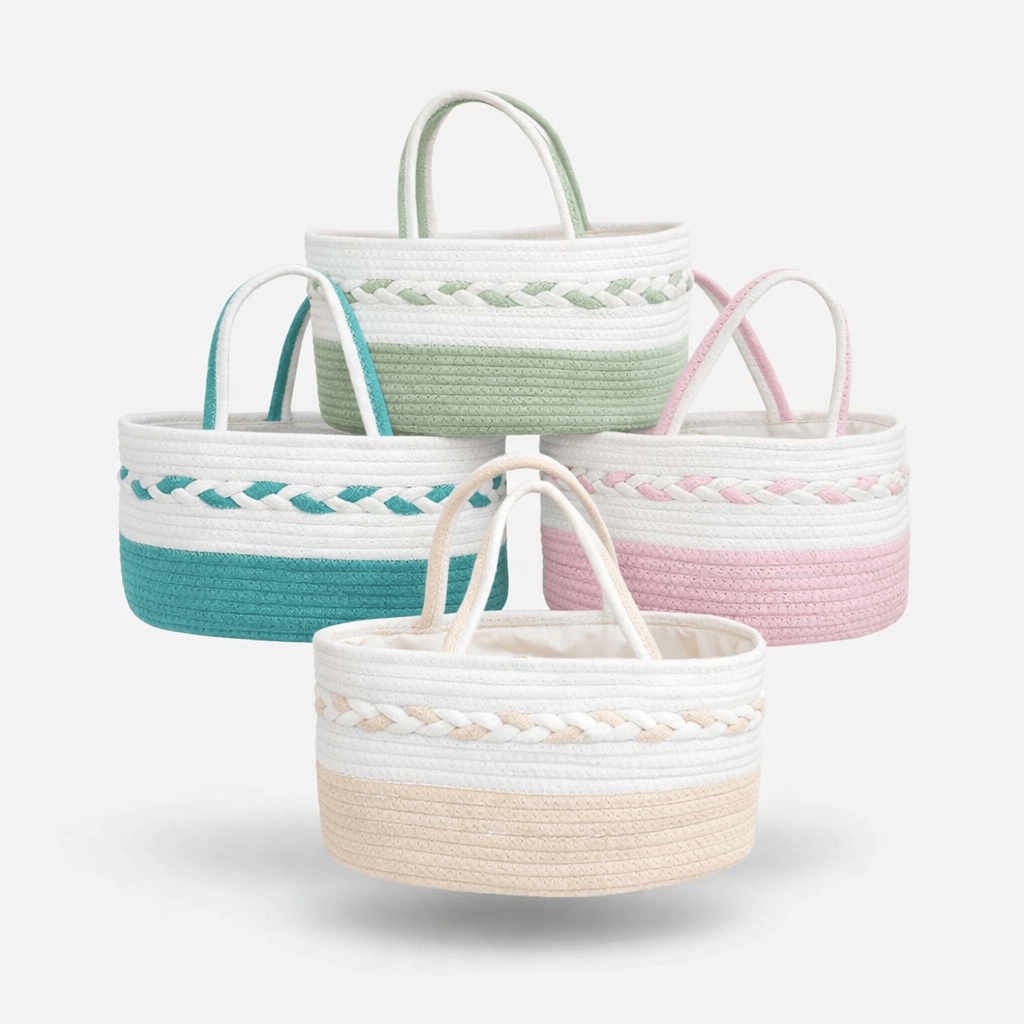 Panier à langer en cordes de coton tressées