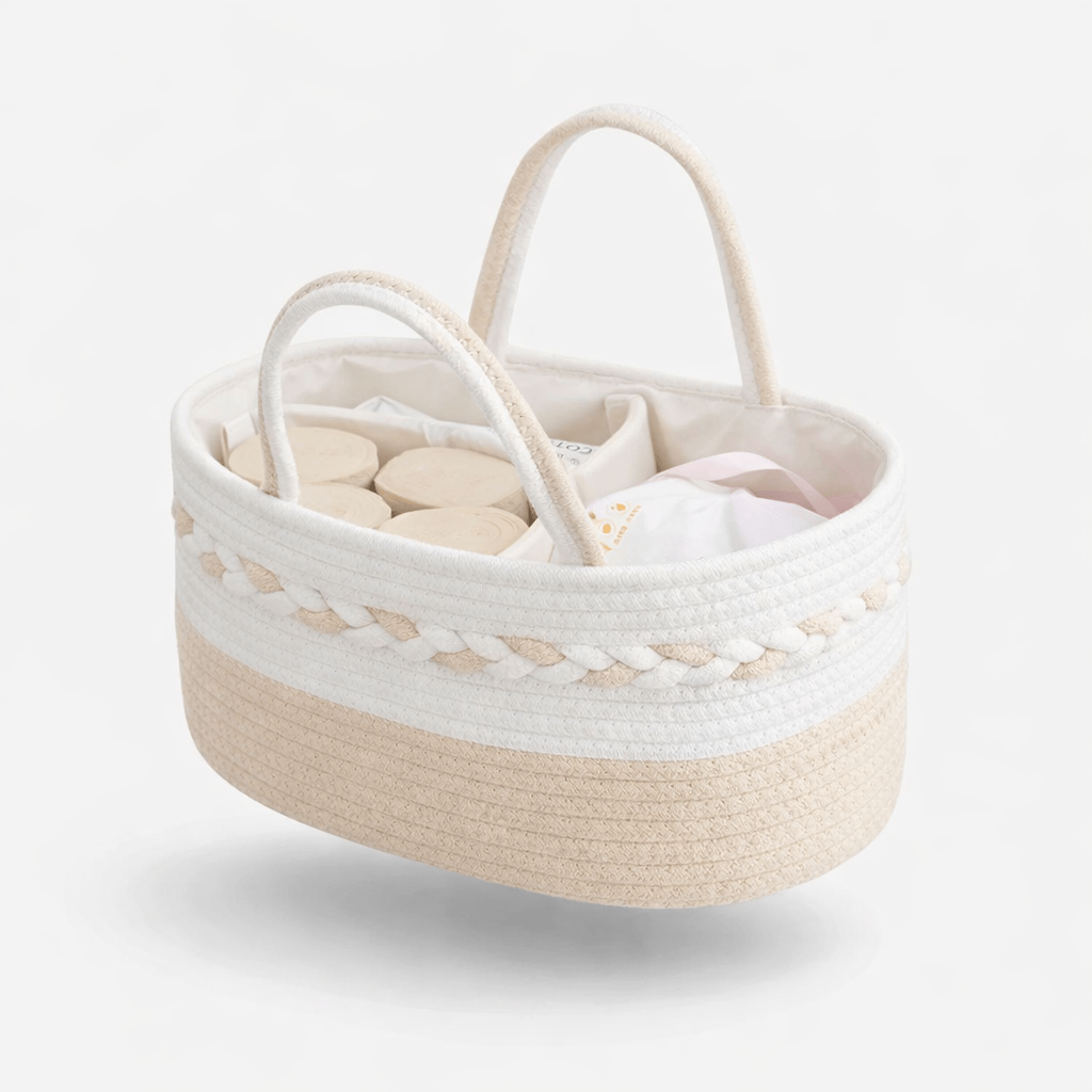 Panier à langer en cordes de coton tressées Beige