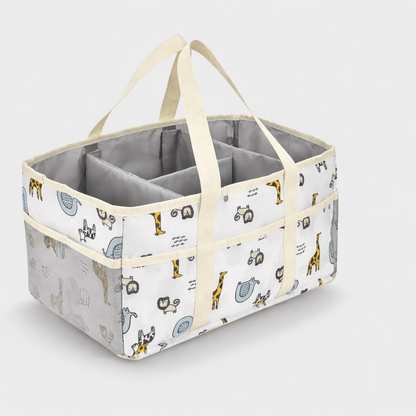 Panier à langer en tissu Blanc-Beige