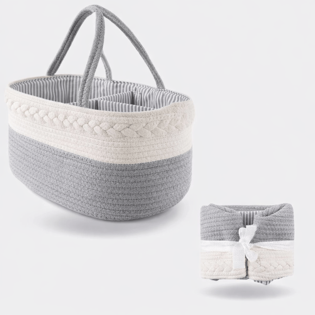 Panier à langer gris et blanc Gris-Blanc