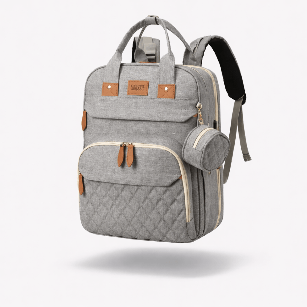 Sac à dos à langer avec lit et moustiquaire Gris