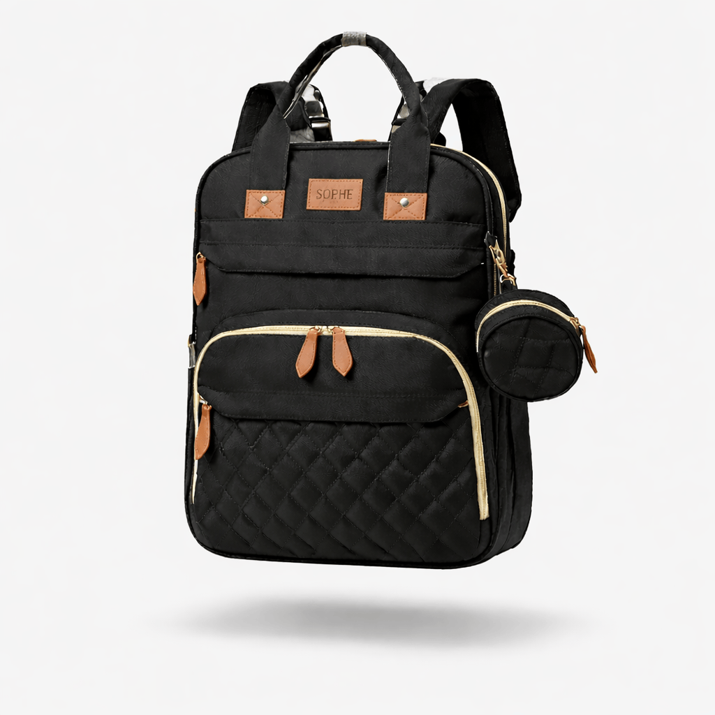 Sac à dos à langer avec lit et moustiquaire Noir