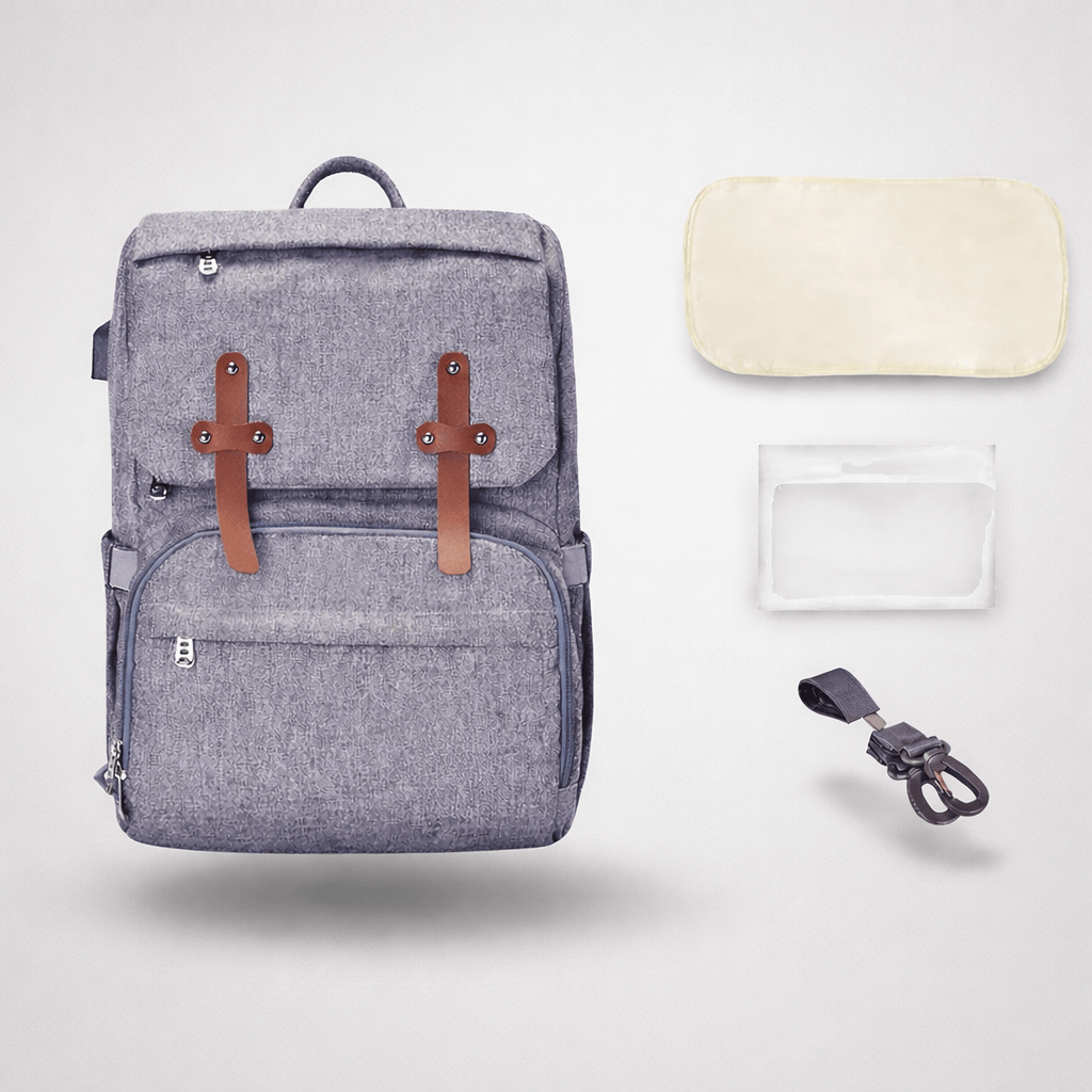 Sac à dos à langer gris Gris