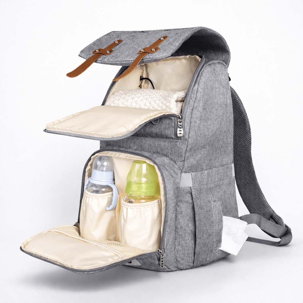 Sac à dos à langer gris Gris