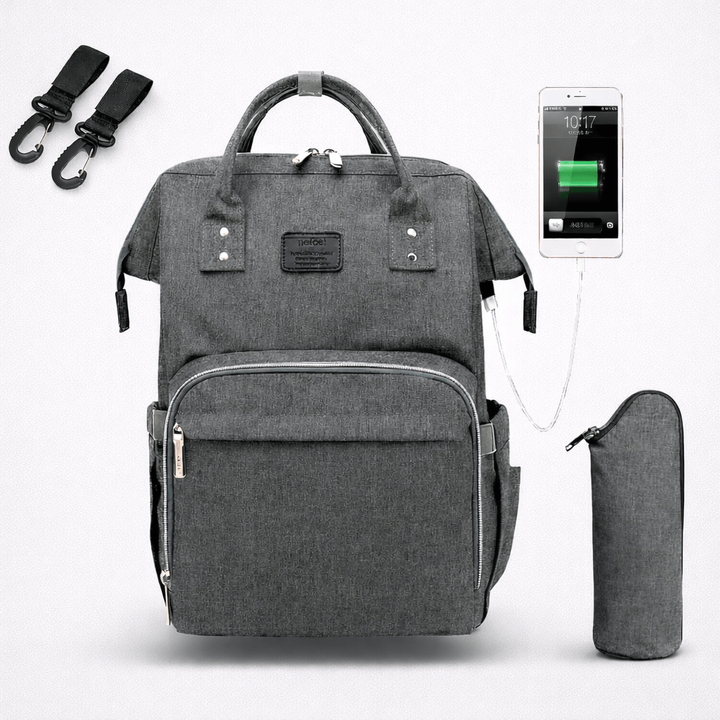 Sac à dos à langer voyage avec port usb