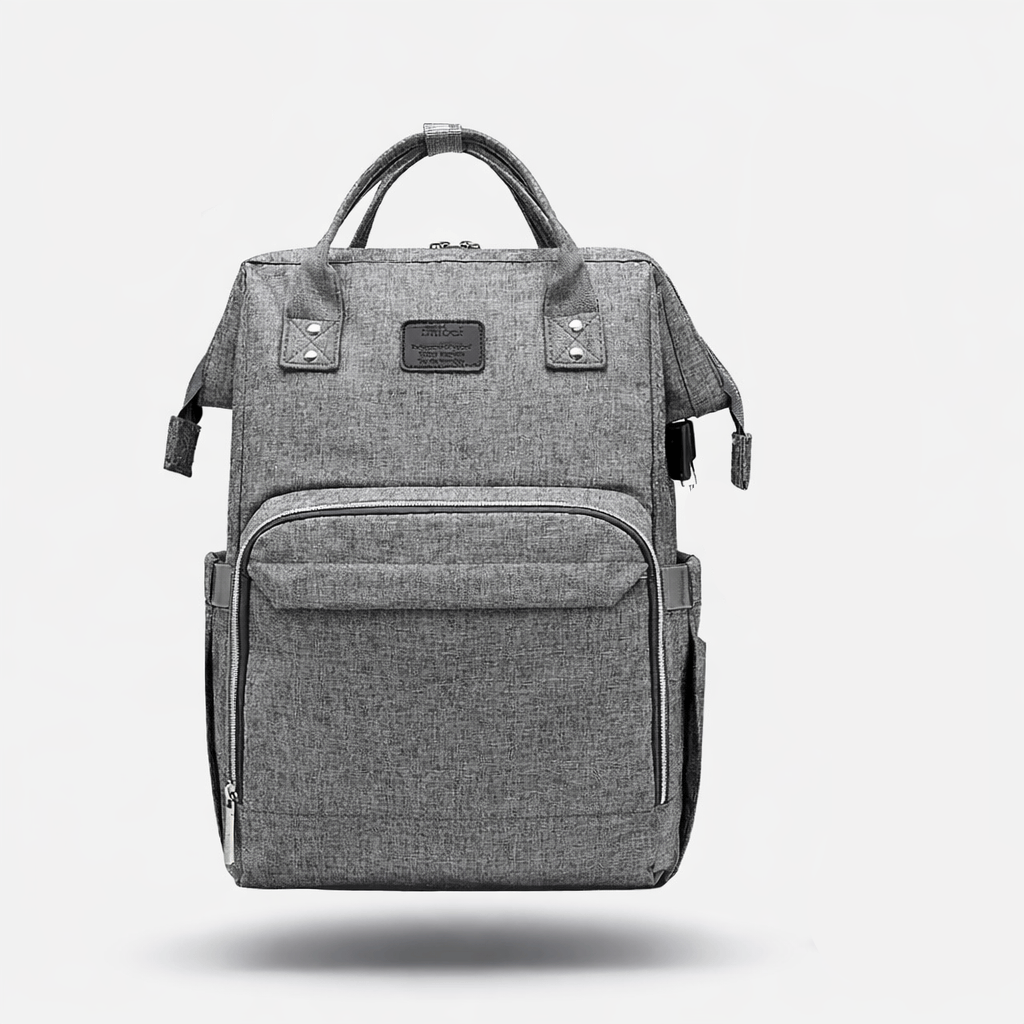 Sac à dos à langer voyage avec port usb Gris