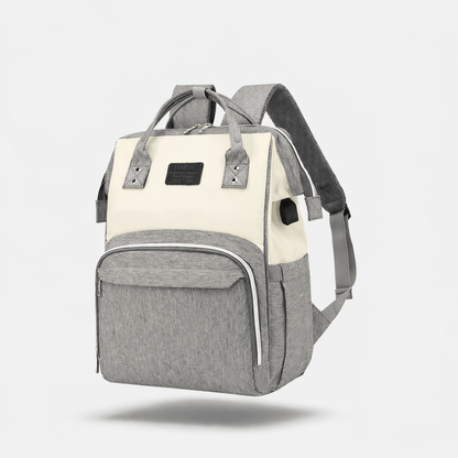Sac à dos à langer voyage avec port usb Gris-Blanc