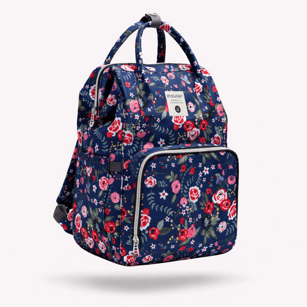 Sac à dos langer coloré Bleu à Fleurs