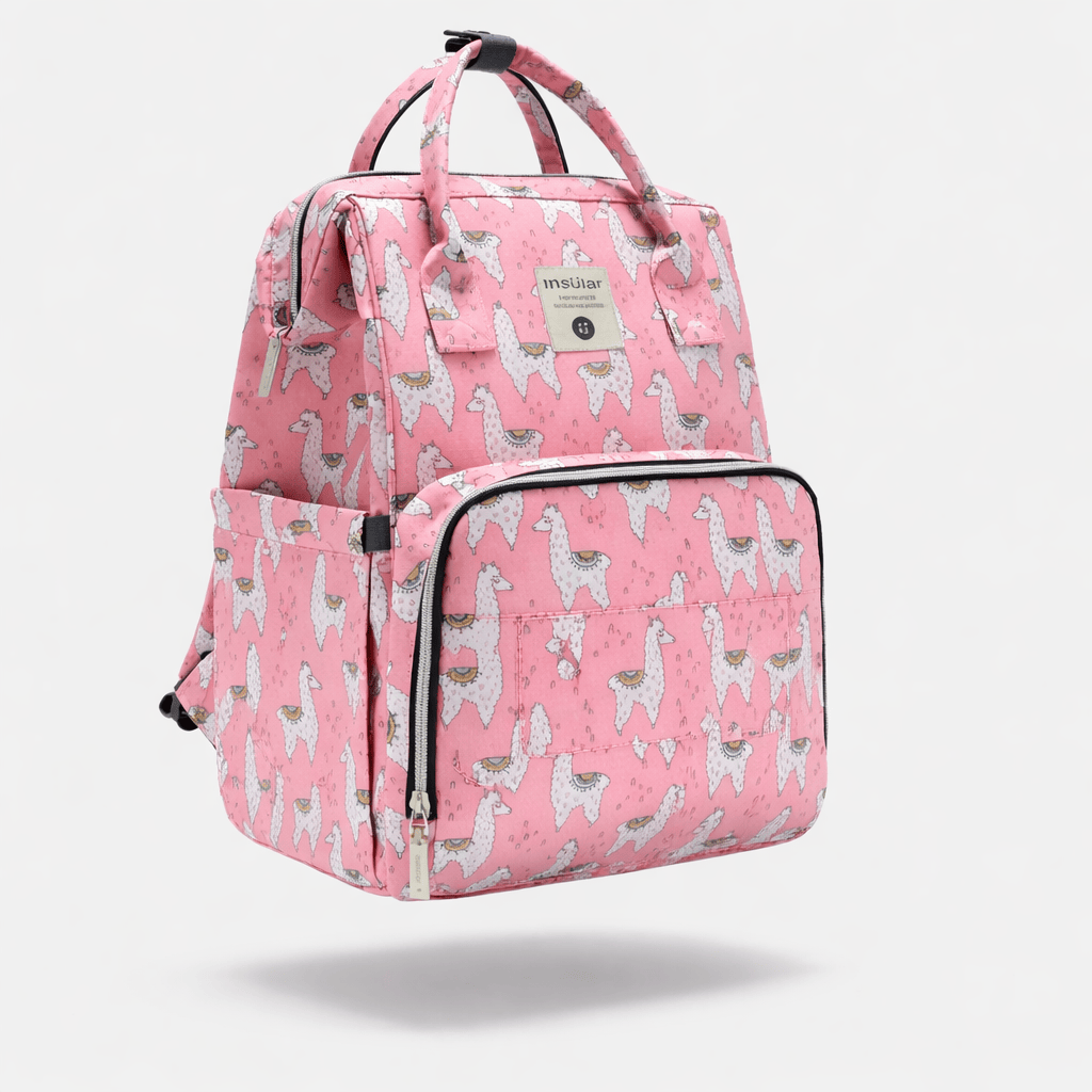 Sac à dos langer coloré Rose à Alpaga
