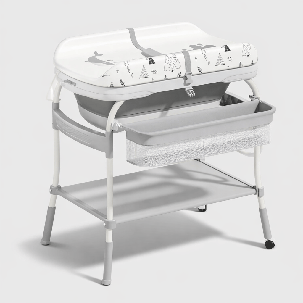 Table à langer avec baignoire intégrée Gris