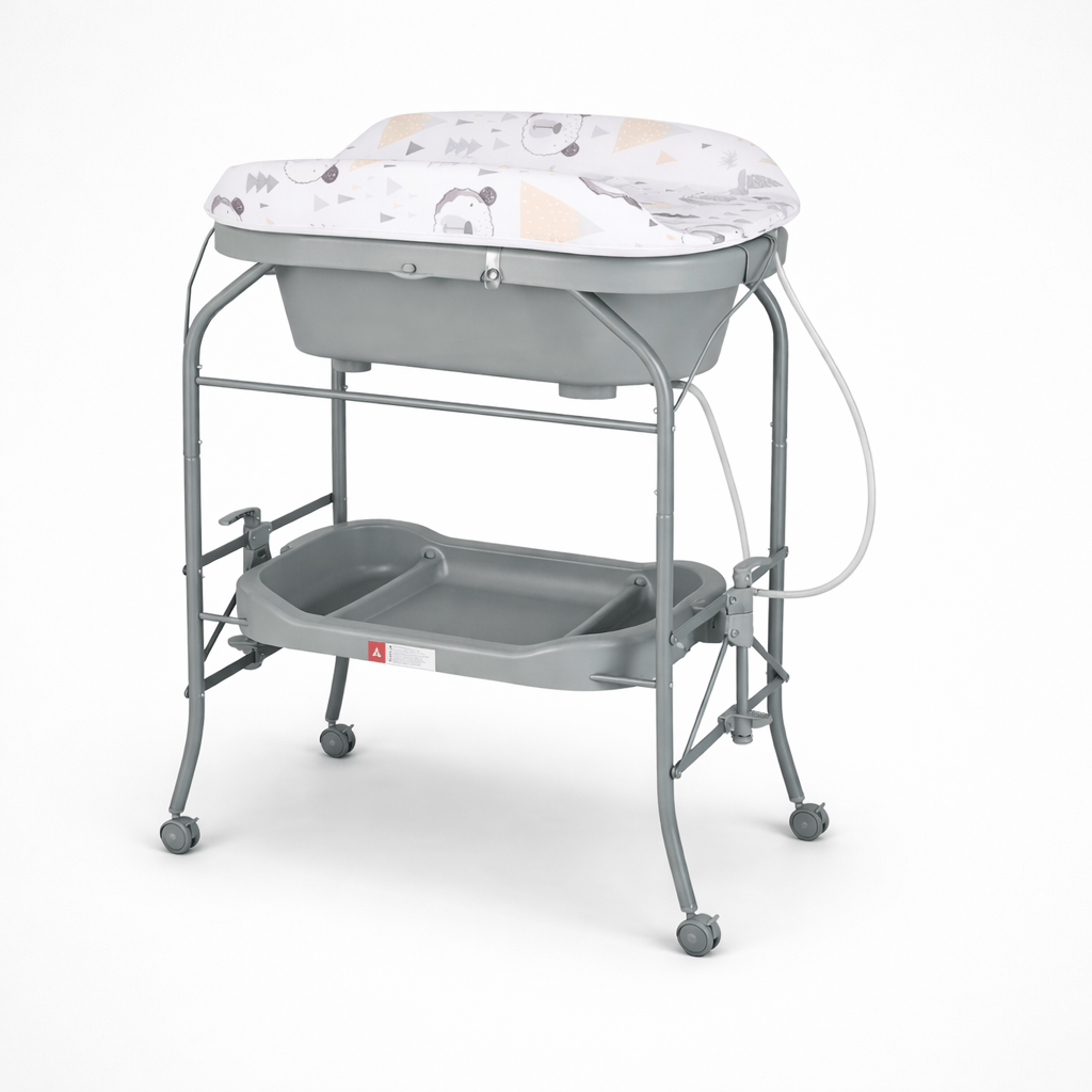 Table à langer avec plateau de rangement pour baignoire Gris