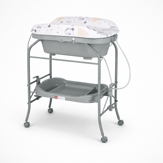 Table à langer avec plateau de rangement pour baignoire Gris