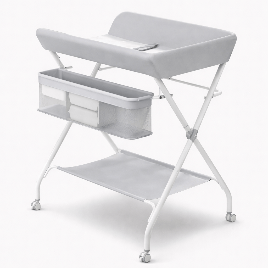 Table à langer réglable et mobile Gris