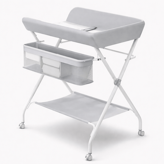 Table à langer réglable et mobile Gris